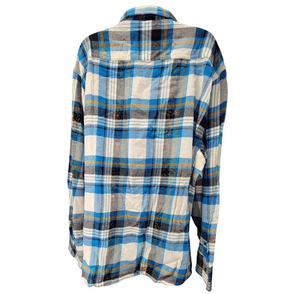 Blue Plaid Shirt Light Weight Long Sleeve Button-Up Pockets Womens 2X New - Picture 2 of 7